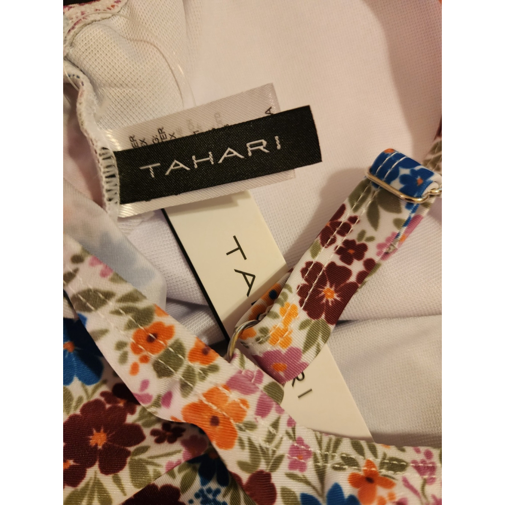 Tahari 2 piece Set Swimsuit Bathing Suit Tankini LARGE Red Orange Pink Floral - Picture 11 of 16